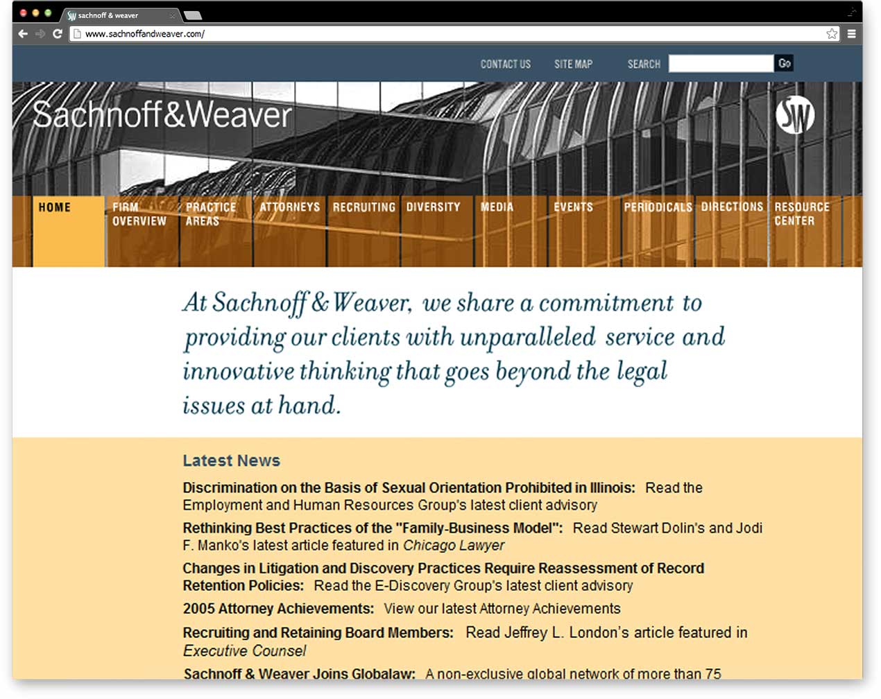 sachnoff-and-weaver_web-home-full-screen.jpg Art Direction by: Bart Crosby, Crosby Associates